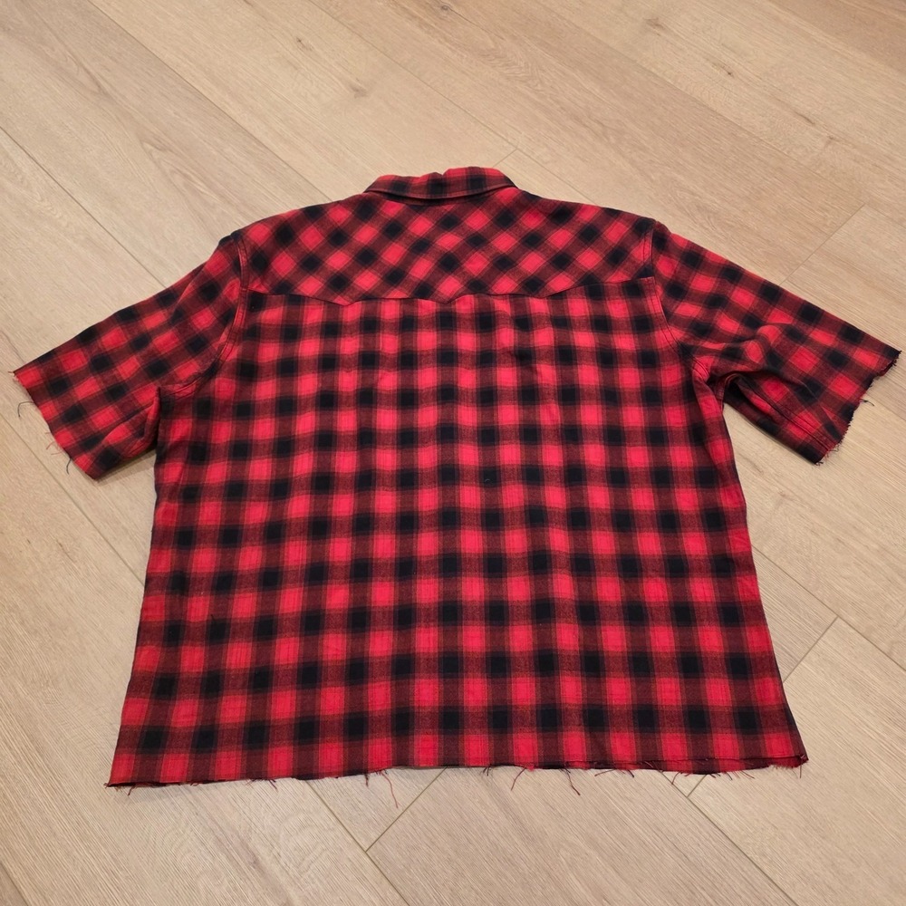 RRL Ralph Lauren Plaid Workshirt Mens XXL Western Sleeve & Hem Cut Distressed - Picture 14 of 16